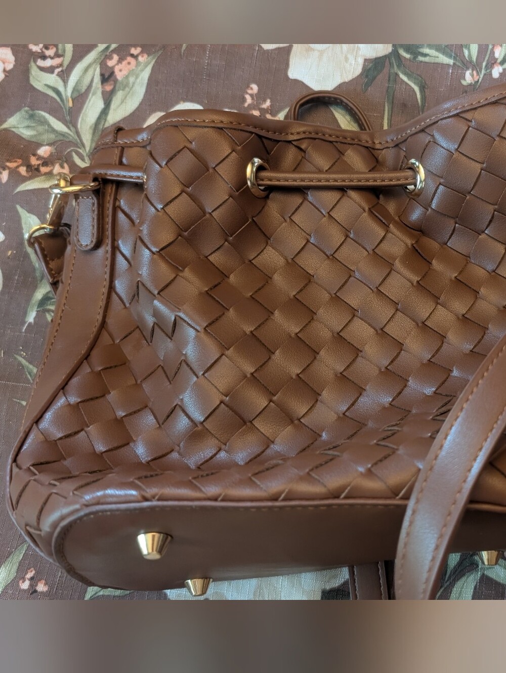 Urban Expressions Chocolate Brown Woven Vegan Leather Bag Purse